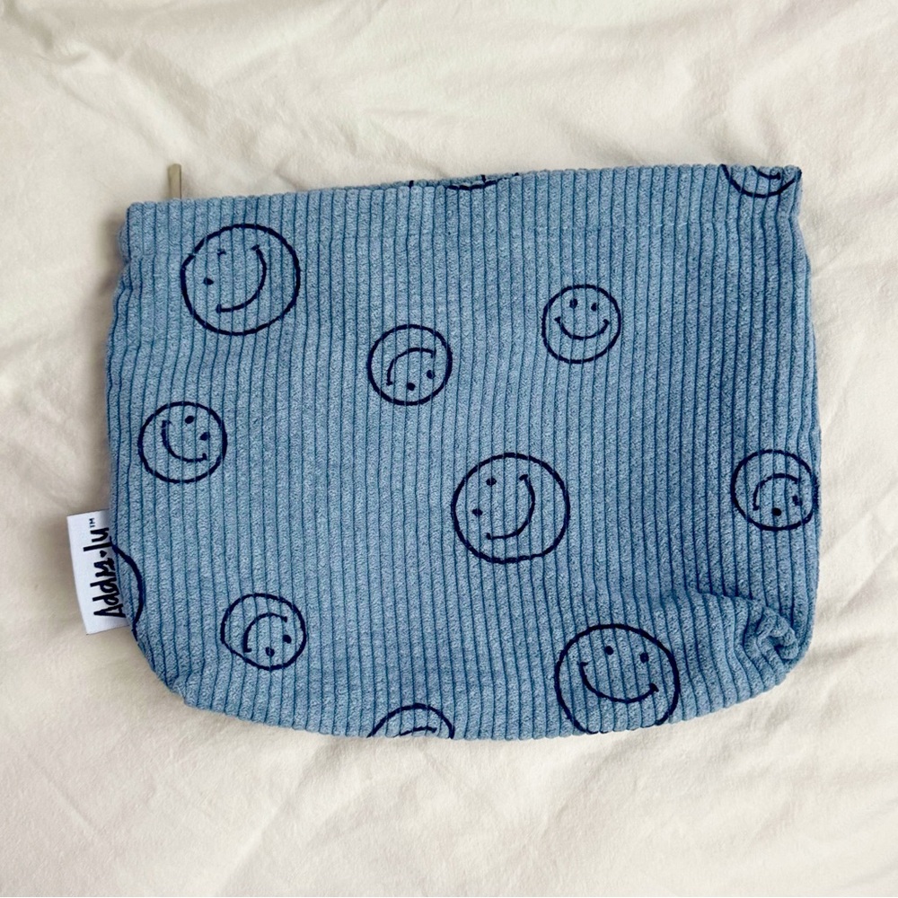 Addy Lu Blue Smiley Face Cosmetic Bag